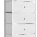 Mifuro Tall Fabric Dresser for Bedroom, Vertical Storage Organizer Tower with 7 Drawers, Chest of Drawers with Bins, Steel Frame, Wood Top for Bedroom, Closet, Entryway White