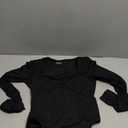 Avidlove Women's Sexy Sweetheart Neckline Bodysuit Tops Long Sleeve Double Lined Thong Body Suits Ruched Outfits (Black, S)