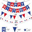 Blue, White & Red Birthday Party Decorations - Happy Birthday Banner, Honeycomb Balls, Star Streamers, Triangle Flags, Perfect for 4th of July & Baseball Parties