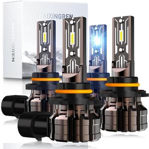 WAIXINGREN Bulb, 26000LM Super Bright 6500K 800% Brighter Bulbs with Turbo Fan, IP68 Waterproof, Plug-N-Play (9005+9006)