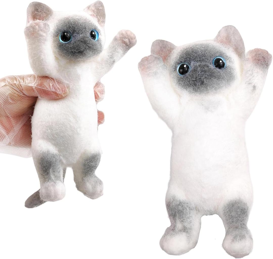 Big Hand Painted Cat Squishy ToysLarge Cute Ultra Soft Kitty Squeeze Fidget Toys for Stress Relief ,Kawaii Squishies Sticky Animal Toys for Adults Kids,Decompression Sensory Balls Toys for Autism