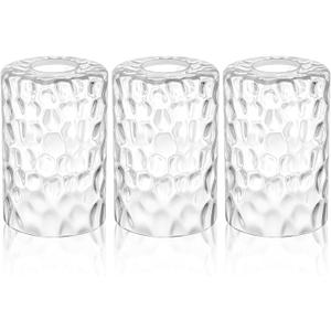 Teenyyou 8 Pcs Clear Hammered Glass Shade Replacements for Pendant Light Fixtures Glass Lamp Shade Cover, 1-5/8 Inch Fitter E26 Base, 4"w x 6"h, Replacement Lamp Globe for Chandelier Wall Sconce