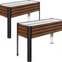 SnugNiture Raised Garden Bed with Legs, 2PCS 481832in Outdoor Metal Elevated Raised Planter Box for Backyard, Patio, Balcony