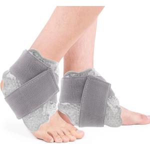 NEWGO Ice Pack for Ankle Injuries, 2 Pack Ankle Cold Packs Ice Pack Wrap with Soft Plush Backing for Swelling, Foot Injuries & Pain, Tendonitis - Gray