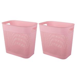 UUJOLY Plastic Small Trash Can Wastebasket, Garbage Container Basket for Bathrooms, Laundry Room, Kitchens, Offices, Kids Rooms, Dorms, (Pink, 2 Pack/3 gallons)