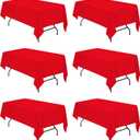 BRILLMAX 6 Pack Red Tablecloths 60 x 102 Inch for 6ft Rectangle Tables - 150 GSM Polyester Fabric, 15" Standard Drop, Water, Stain & Wrinkle Resistant Cloth Cover for Wedding Banquet Dining Buffet