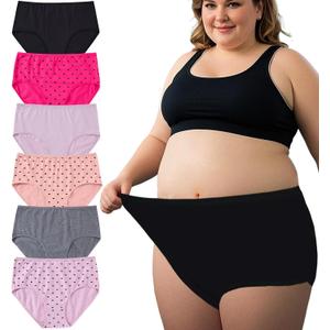 Women's Cotton Plus Size Underwear Ladies Panties Briefs 6 Pack Ladies Underwear (XL)