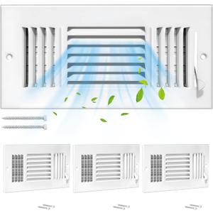 6 Pcs 14x6 Inch Air Vent Covers for Home Ceiling,3-Way Solid Metal Wall Vent Cover Ac Vent Ceiling Register,Return Air Vent Cover,Vent Grill for Wall (White,Interior Size 14 x 6)