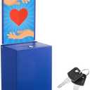 Weekgrat Metal Donation Box with Lock 6.7 x 5 x 8 Inch Safe Ballot Suggestion Box with Sign Holder and Slot Tip Jar Voting Collection Raffle Mailbox for Voting Fundraising Collection(Blue)