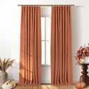 INOVADAY 100% Blackout Curtains for Bedroom, Black Out Curtains 96 Inch Long, Clip Rings Linen Blackout Drapes, Thermal Insulated Room Darkening for Living Room, 2 Panels - Orange,W50xL96