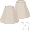 Bell Lamp Shades Set of 2, 6"Top x 13"Bottom x 10"High, Beige Shade Replacement for Table Lamps, Floor Lamps, Fabric Natural Linen Hand Crafted(Spider Fitter), Harp Holders Included, Assembly Required