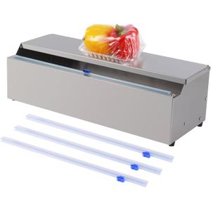 Stainless Steel Food Wrap Dispenser - 18 Commercial Stretch Film Packing Machine with Slide Cutter