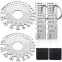 4 PCS Stainless Steel Metal Sheet Thickness Gauge with Round Dual Sided Wire Welding Gauge Measurement Tool, Plated Size Inspection Tool, Round Wire Cable Sheet Gage