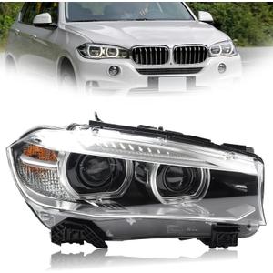Xenon/HID Projector Headlights Semi Assembly Compatible with 2014-2018 BMW X5 F15 Headlamp Without Low&High Beam Bulbs Right Passenger Side 63117317110 BM2519149