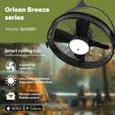 Orison 24.8'' Waterproof Outdoor Ceiling Fan, 6 Speed Ceiling Mounted Plug-In Cord Garage Fan with Remote&APP, 360-degree Manual Vertical Rotation, Hook hanging for Gazebo, Patio, Pergola (Black)