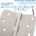 12 Pack Nickel Door Hinges Brushed Nickel 4 Inch Exterior/Interior/Front Door Hinge 4 Inch Silver 5/8" Radius Corner Residential Door Hardware Non-Removable Indoor Door Hinges 4"x4"Heavy Duty 8 Holes