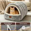 Covered Cat Bed Cave for Indoor Cats, 2-in-1 Enclosed Pet Bed for Small Dogs and Kittens with Zippered Washable Cat Mats, Cat House Bed, Grey