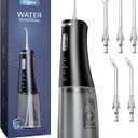 Onlyone Water Dental Flosser, 300ML Portable Oral Irrigator for Teeth, 4 Modes and 5 Jet Tips,Rechargeable Irrigation Cleaner,Electric Flossing Machine Power Flossers & Irrigator Accessories Black