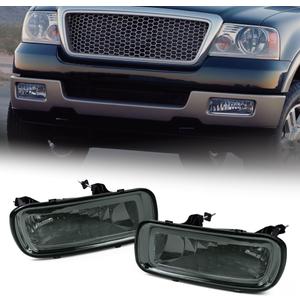 G-PLUS Front Bumper Fog Lights Lamps Compatible with 2004 2005 2006 Ford F150 Lincoln Mark LT Pickup Truck Driver and Passenger Side Smoke Lens Driving Fog Lamp Accessories
