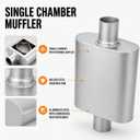 Pair of 2.5" ID Center/Center Single Chamber Mufflers, Aluminized Steel