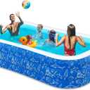Nattork Inflatable Pool for Kids and Adults, 102" x 63" x 22" Family Full-Sized Inflatable Swimming Pool,Durable Thickened Above Ground Blow Up Pool for Kids Pools for Backyard Indoor Outdoor Shark