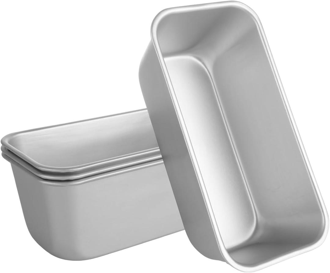 4 Pack Aluminum Loaf Pans 8x4 Inch Banana Bread Pan for Homemade Bread Loaf Pan for Baking Bread Tins for Baking Loaf Pans for Oven Sourdough Bread Baking Pan Metal Sandwich Loaf Bread Pans