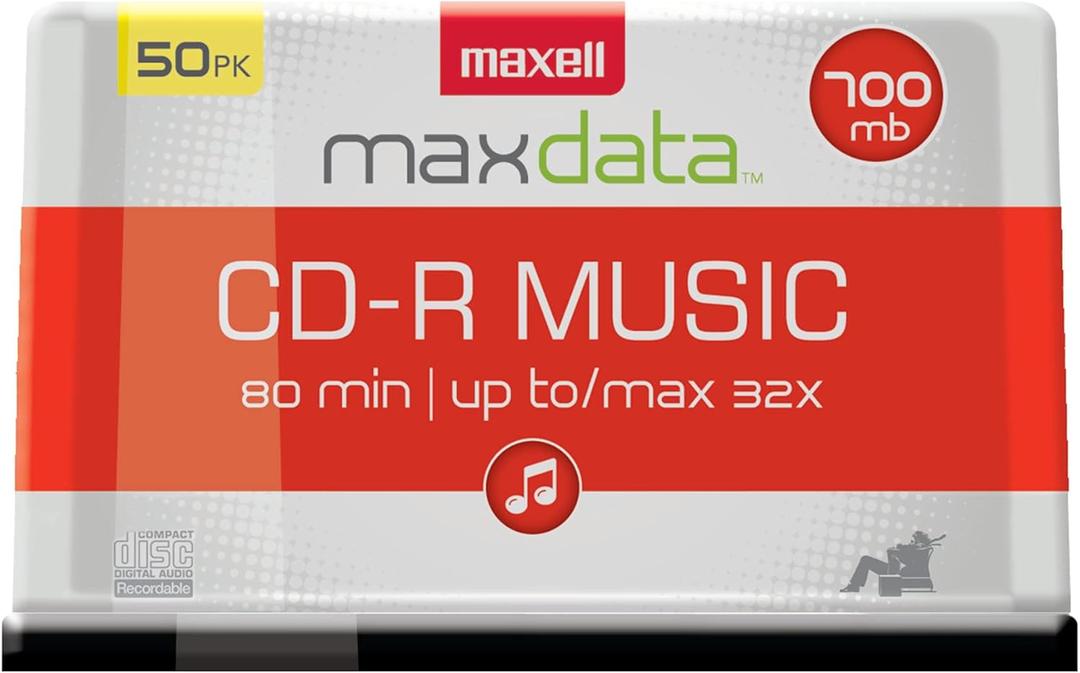 Maxell CD-R Music Spindle, Audio only, Blank Media, 50-pack(625156)