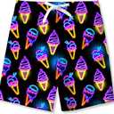 Idgreatim Boys Swim Trunks Quick Dry Shorts with Mesh Liner Size 6-14