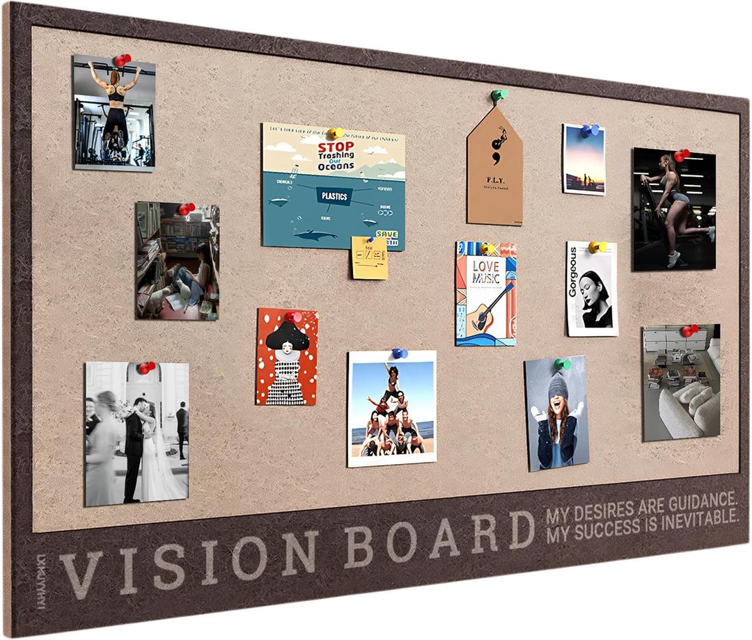 Minimalist Vision Board Felt Dream Board-Premium DIY Vision Boards,Vision Board Supplies,Vision Board Kit Bottom Plate,23.6x15.7 inches(Brown+Camel)