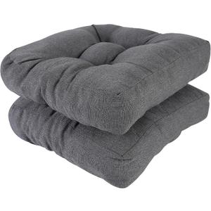 RACE LEAF 19" x 19" Patio Chair Cushions Gray - Outdoor/Indoor Tufted Memory Foam Chair Pads Set of 2, Water-Resistant Olefin Chair Seat Cushion Non-Slip Backing