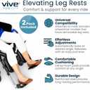 Vive Elevating Wheelchair Footrests with Padded Calf Pads (2 Pack) - Ultimate Leg Rest Accessory Replacement Parts for Wheelchairs - Foot Plates for Enhanced Comfort, Mobility, and Support, 16-19” in length x 7” in width