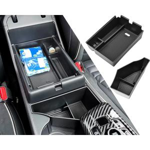 TACOBRO 2-Piece Center Console Organizer for 2023-2025 2026 Kia Sportage Hybrid - with Rotary Type Transmission Only, Sportage Storage Tray Accessories Insert Box, Not for Lever Type Transmission