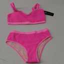 MOOSLOVER Women Sporty Color Block Bikini Sets Cheeky High Cut Two Piece Swimsuit (Small, Pink)