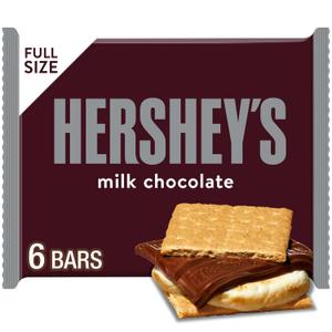 HERSHEY'S Milk Chocolate Candy Bars, 1.55 oz (6 Count) (EXP 03/01/26)