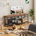 Furologee TV Stand for TVs up to 55 Inch, Entertainment Center with Open Storage Shelves, Media Console Table with Soundbar Shelf for Living Room, Bedroom, Rustic Brown