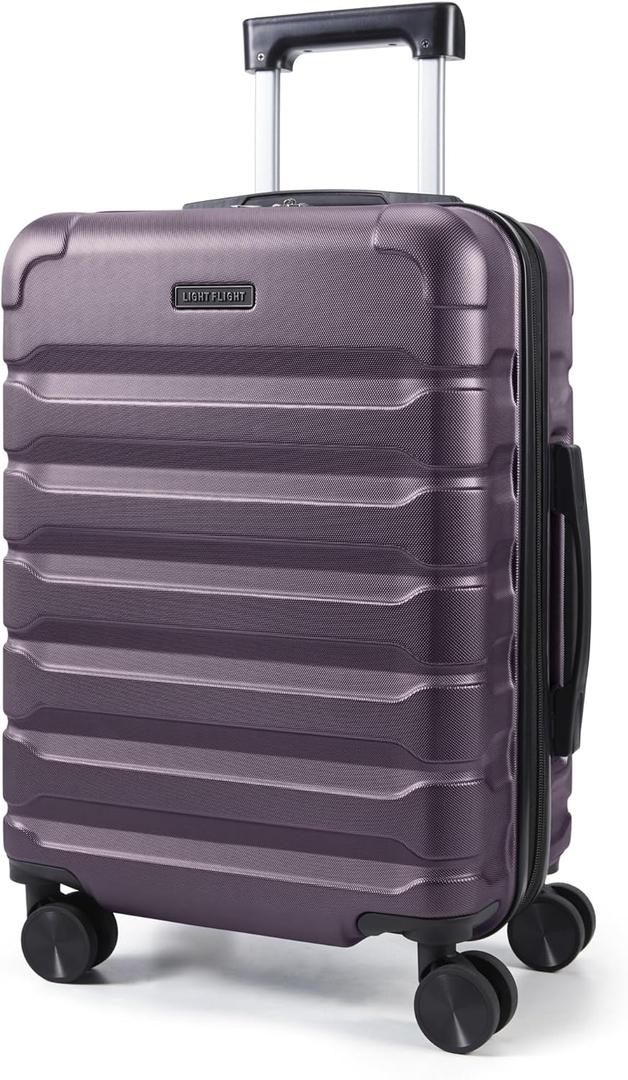 LIGHT FLIGHT Carry On Luggage 22x14x9 Suitcases with Wheels,Lilac Purple, 20 Inch