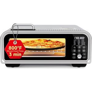 Kitchen Elite 15 in 1 Digital Toaster Oven Air Fryer Combo with Touch Panel and 12 Inch Pizza Capacity, Stainless Steel, Silver