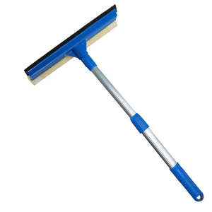 Professional Window Squeegee,2 in 1 Squeegee Window Cleaner with Long Stainless Steel Handle,Sponge Car Window Squeegee for Gas Station, Glass,Shower,Outdoor High Window Cleaning (Expansion Payment)