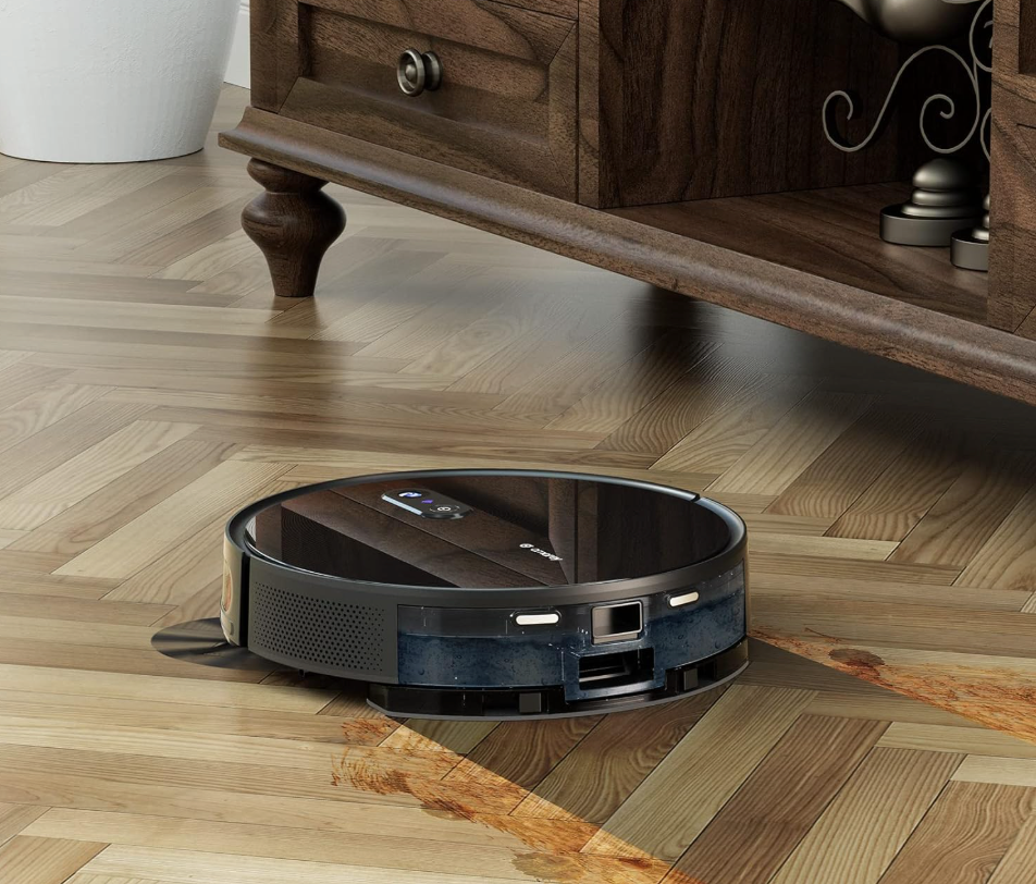 Robot Vacuum Self Emptying and Mop Combo, Robotic Vacuum Cleaner with Automatic Dirt Disposal, Visual Navigation, Smart Mapping, 3000Pa Suction, Ideal for Pet Hair, Carpets, Hard Floors