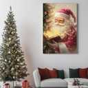 GSPQAZ Santa Claus Reading Christmas Wall Art - Magical Holiday Canvas Print for Festive Vintage Decor 16x24inch-Unframed (5)