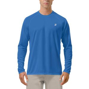 Roadbox Mens UPF 50+ UV Sun Protection Shirts Outdoor Long Sleeve SPF Rash Guard for Fishing Hiking Swimming Running (Vivid Blue, XL)