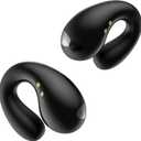 Open Ear Earbuds Wireless Bluetooth 5.3 Earphones, Flexible Clip On Ear buds with 36H Playtime LED Display Bone Conduction Headphones, IPX7 Waterproof Light Weight Fit for Every Ear, Sport, Workout (Black)