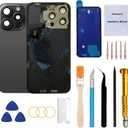 Rear Back Glass Replacement for iPhone 15 Pro Max 6.7-inches with Reparing Tool Kit and All Necessary Parts (Black Titanium)