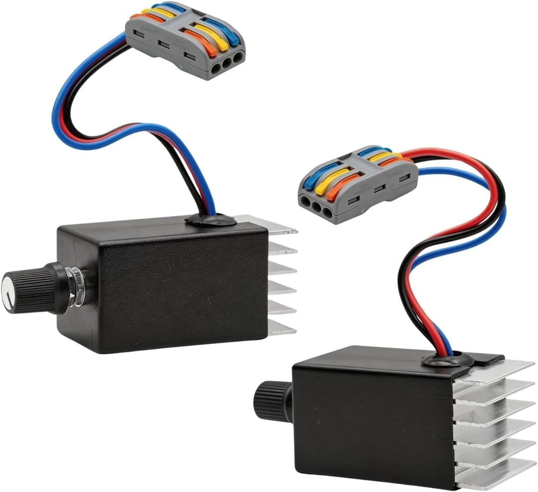 DC Motor Speed Controller 12V 24V 10A PWM, Universal Electronic Stepless Variable Regulator Switch with Heat Sink & Lever Wire Connectors for Easy Wiring, Car Truck Fan Heater Blower Control