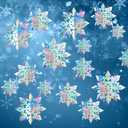 12Pcs Winter Snowflake Ornaments - 3D Large Iridescent Hanging Snowflakes Decorations, Paper Snowflake Garland with 3 Size for Winter Wonderland Frozen Christmas Party Decorations Holiday Home Indoor