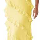 Wenrine Womens Sexy Chiffon Halter Maxi Dress Sleeveless Backless Ruffle Tassel Party Club Dresses S