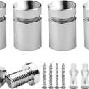 1/2 x 1/2 Inch 4PCS Aluminum Solid Sign Standoff Screws for Acrylic Advertising Screw Wall Fixing standoffs mounts Glass Display Signs (Polished Chrome Color)