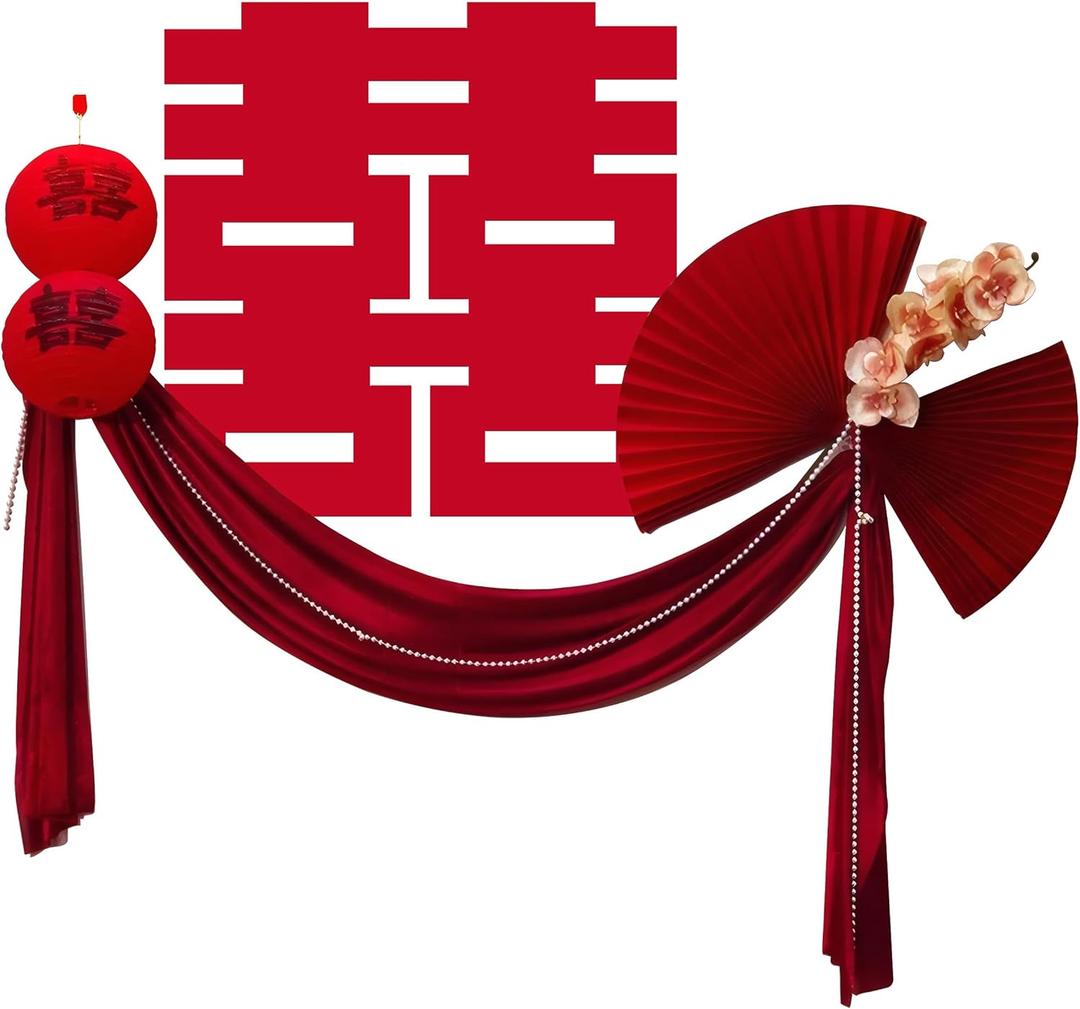 8PCS Chinese Wedding Room Decoration Set  Wedding Party Decor for Living Room & Bedroom, Backdrop & Celebration Ornaments