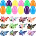 12 Pack Easter Eggs with 3D Printed Axolotl Toys Easter Egg Fillers for Basket Stuffers Basket Essentials Egg Hunt Easter Gifts for Boys Girls