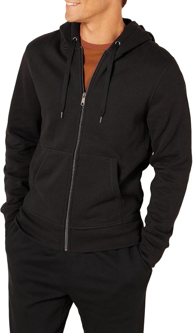 Amazon Essentials Men's Full-Zip Fleece Hoodie (Available in Big & Tall) (Black, L)